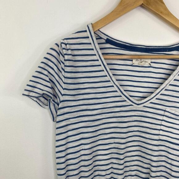 Lou & Grey Blue White Striped V-Neck Shirt Dress Women's Size Small S - Picture 3 of 6